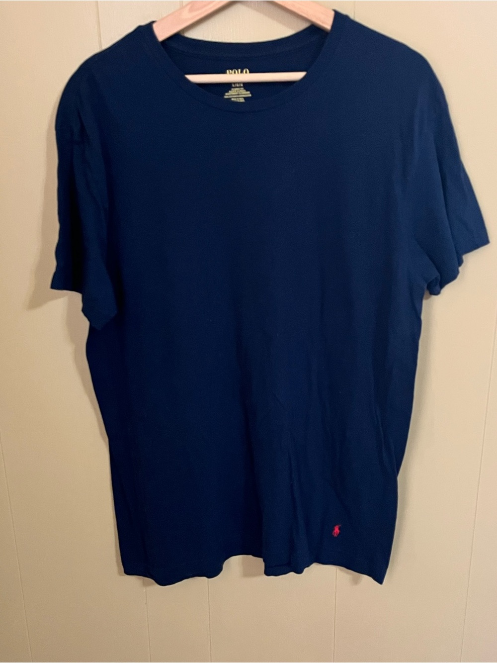 Polo by Ralph Lauren Large Navy Short Sleeve Crew Tee with Red Polo Pony Preppy